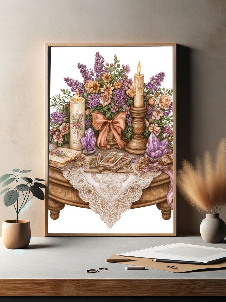 Romantic Floral Still Life Print. — room view 2
