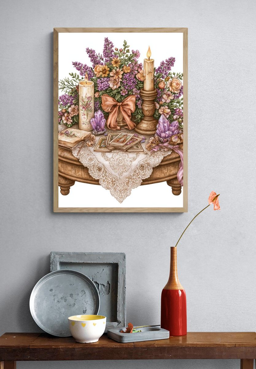 Romantic Floral Still Life Print. — room view 3