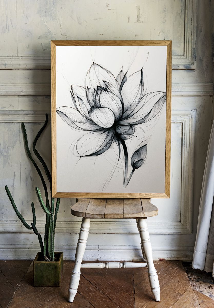 Peony Bouquet Botanical Print room preview