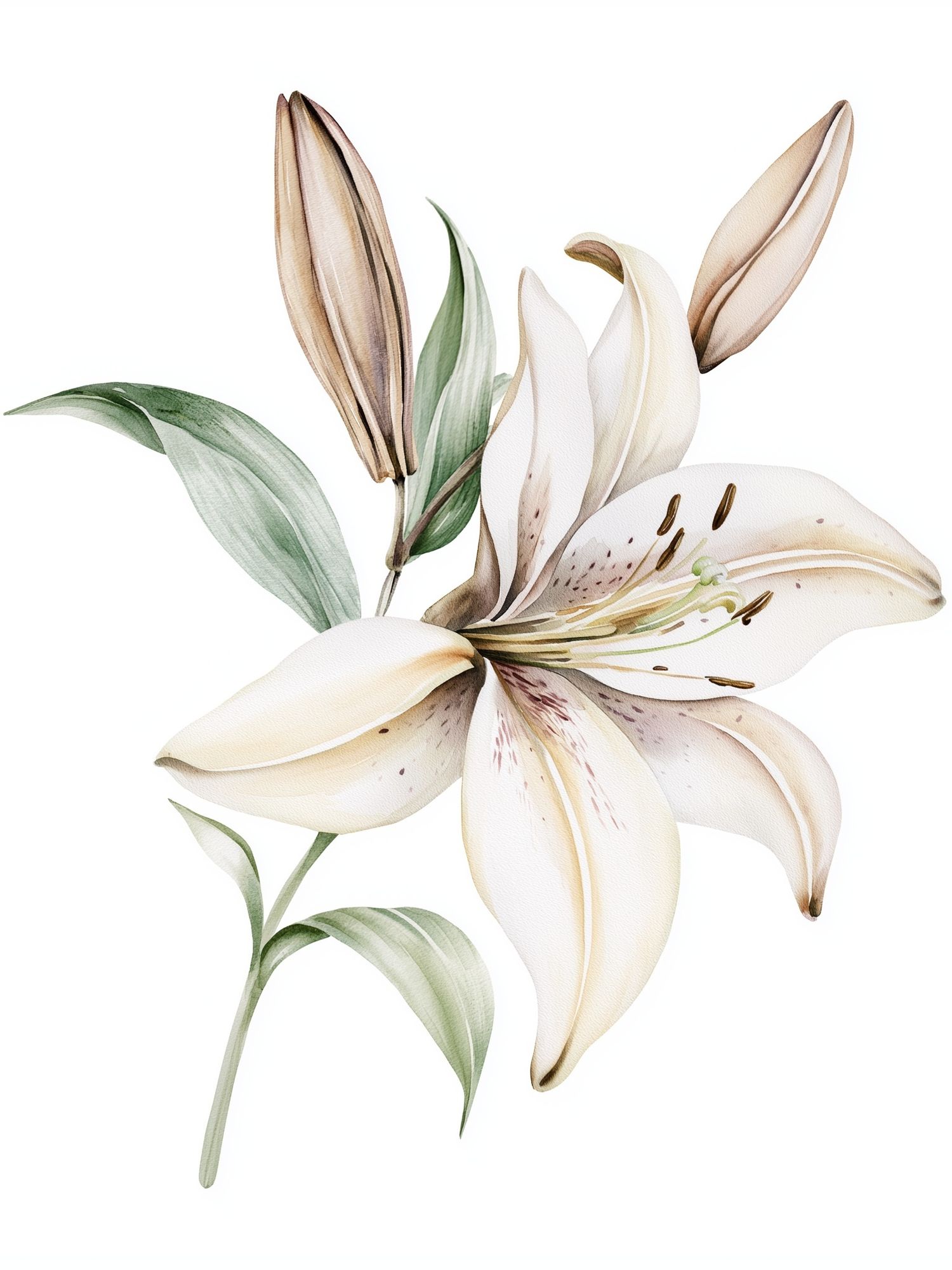 White Lily Watercolor Poster. poster detail