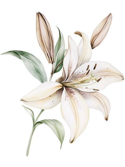 White Lily Watercolor Poster. poster