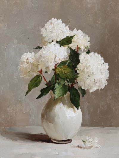 White Hydrangeas Still Life Print. poster print