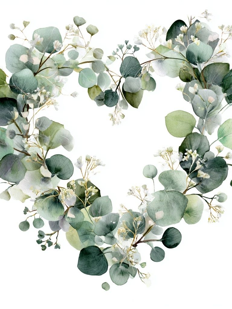 Eucalyptus Heart Watercolor Print. poster — botanical art