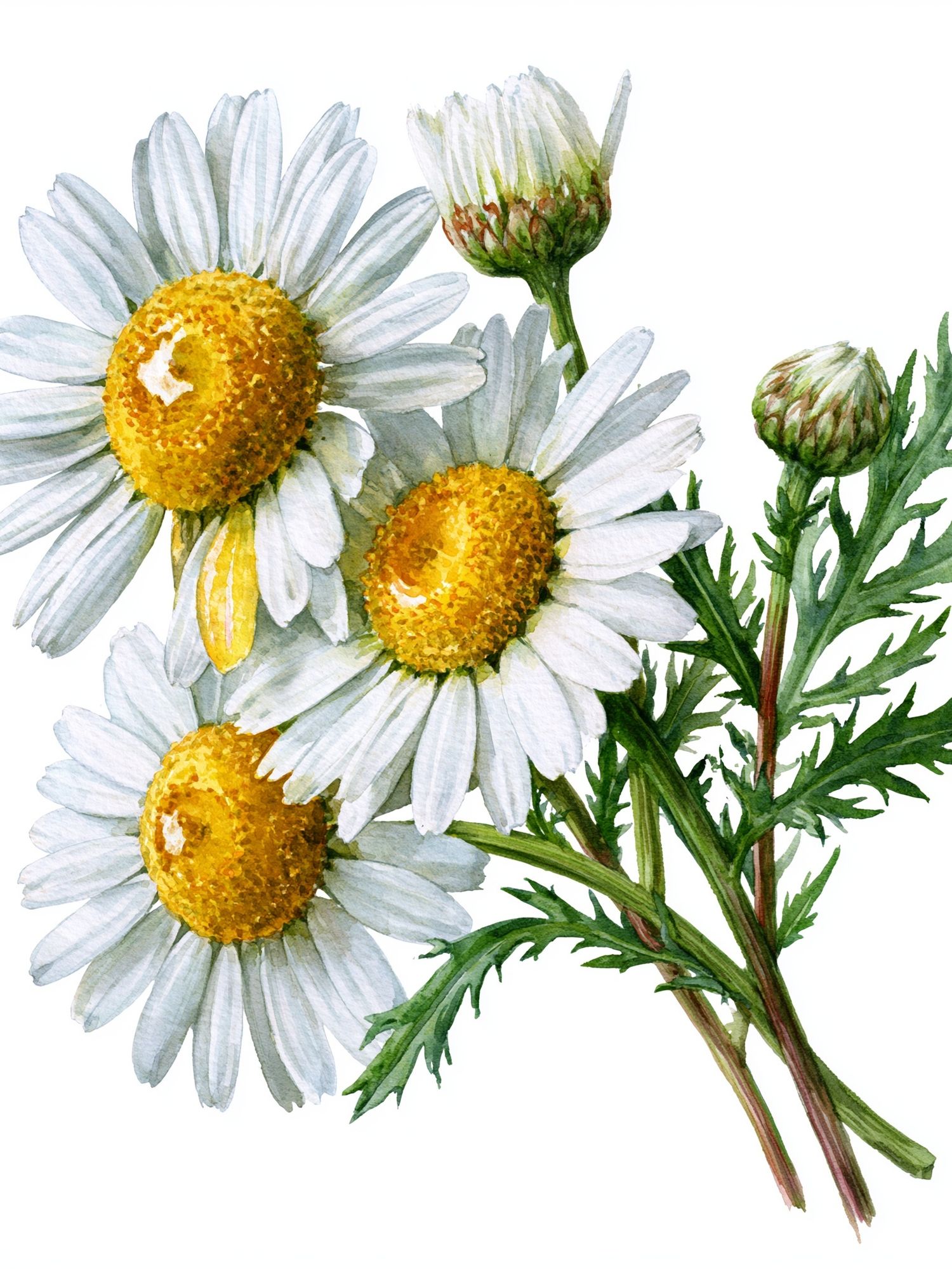 Chamomile Flowers Watercolor Print. poster detail
