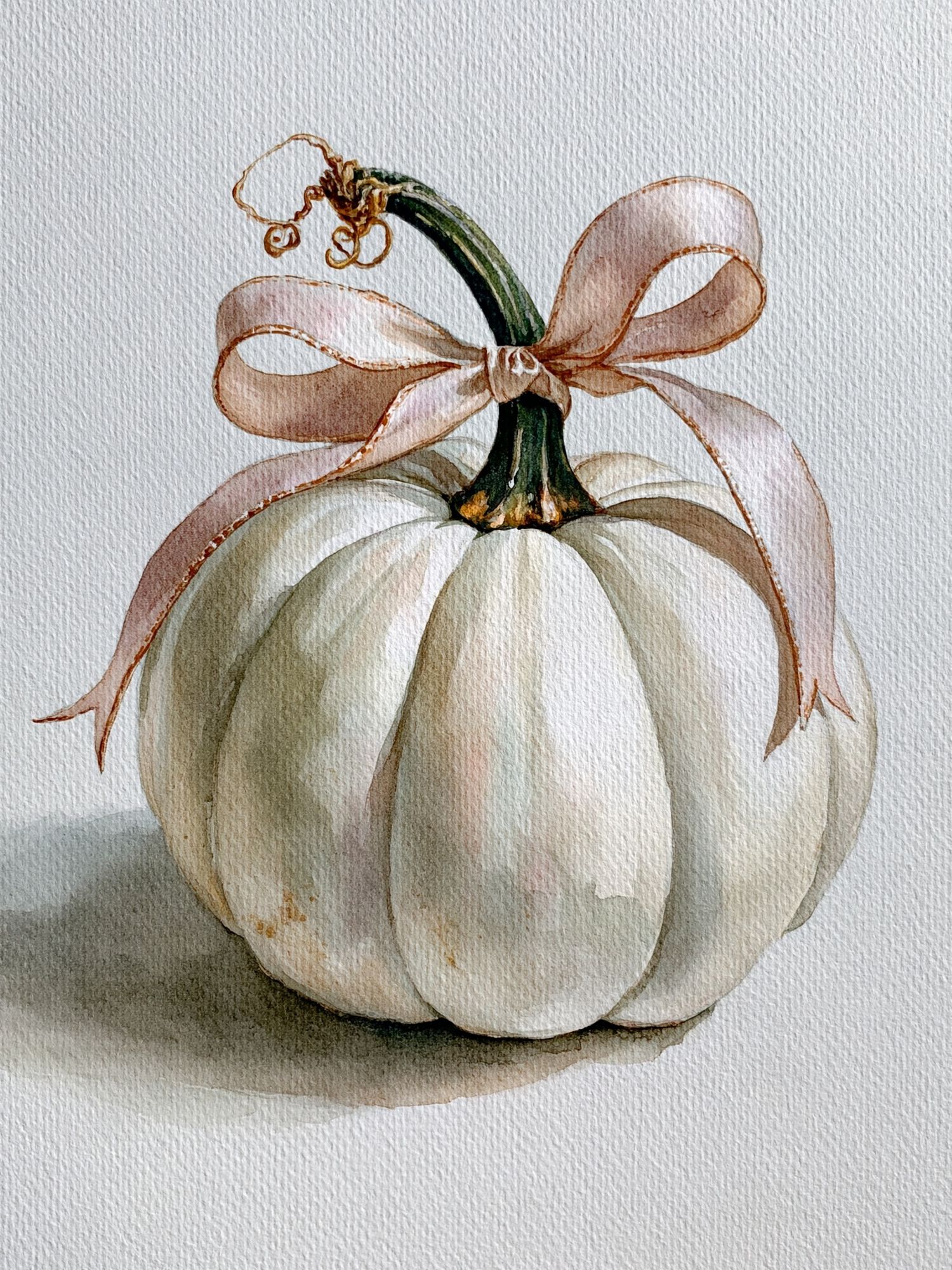 White Pumpkin Watercolor Print. poster detail