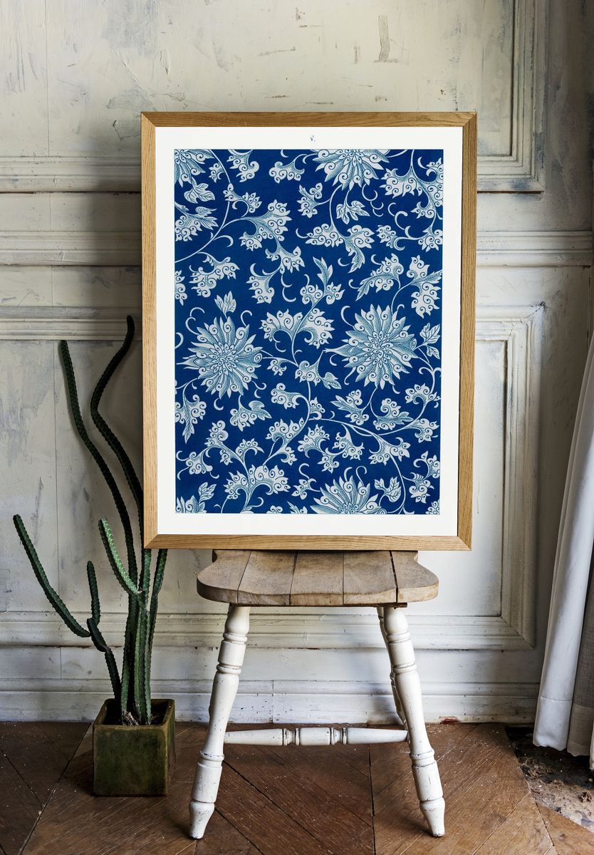 Blue flower pattern, Examples Chinese. room preview