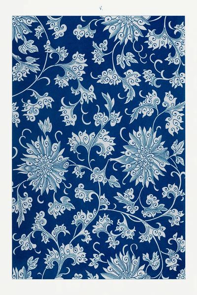 Blue flower pattern, Examples Chinese. poster print