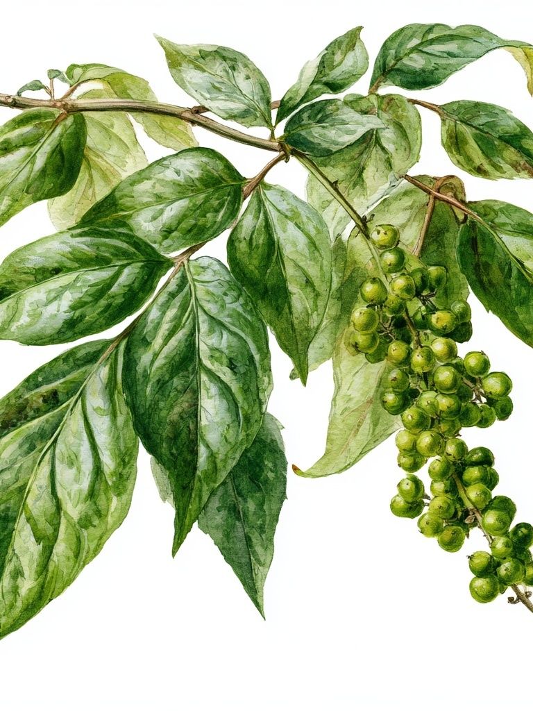 Green Pepper Vine Botanical Print. poster — botanical art