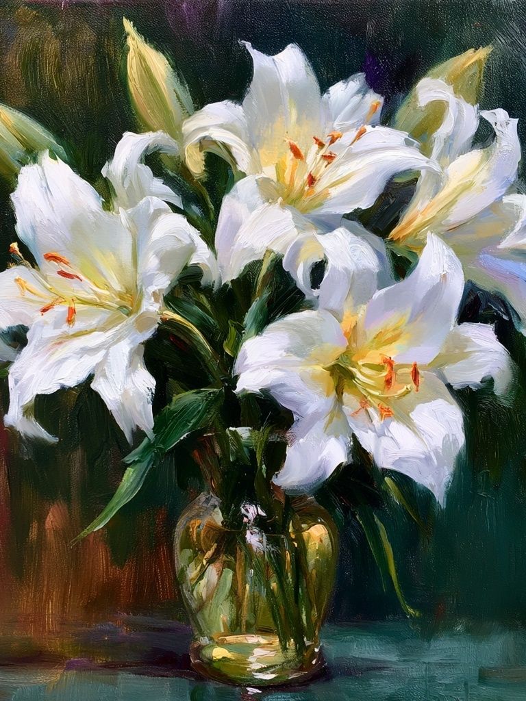 White Lilies Still Life Poster. poster — botanical art