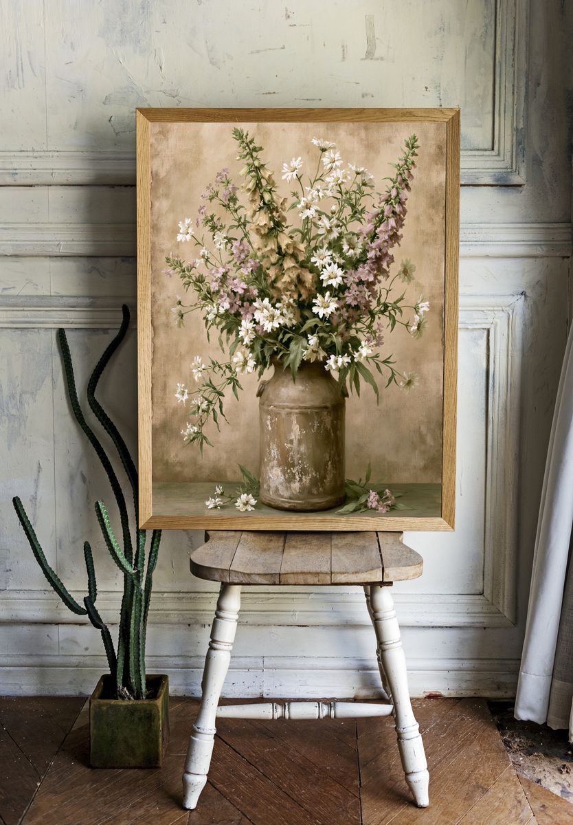 Wildflower Vase Botanical Print. — room view 1