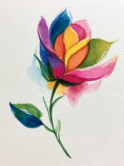 Rainbow Watercolor Flower Poster.