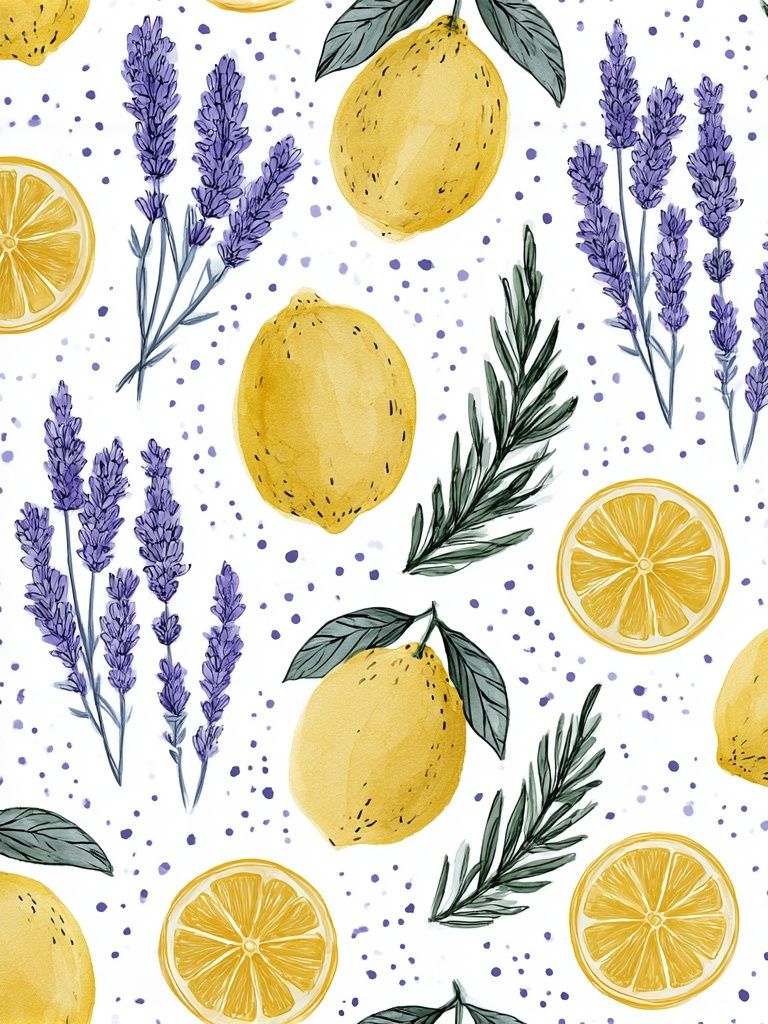 Lemon Lavender Botanical Poster. poster detail