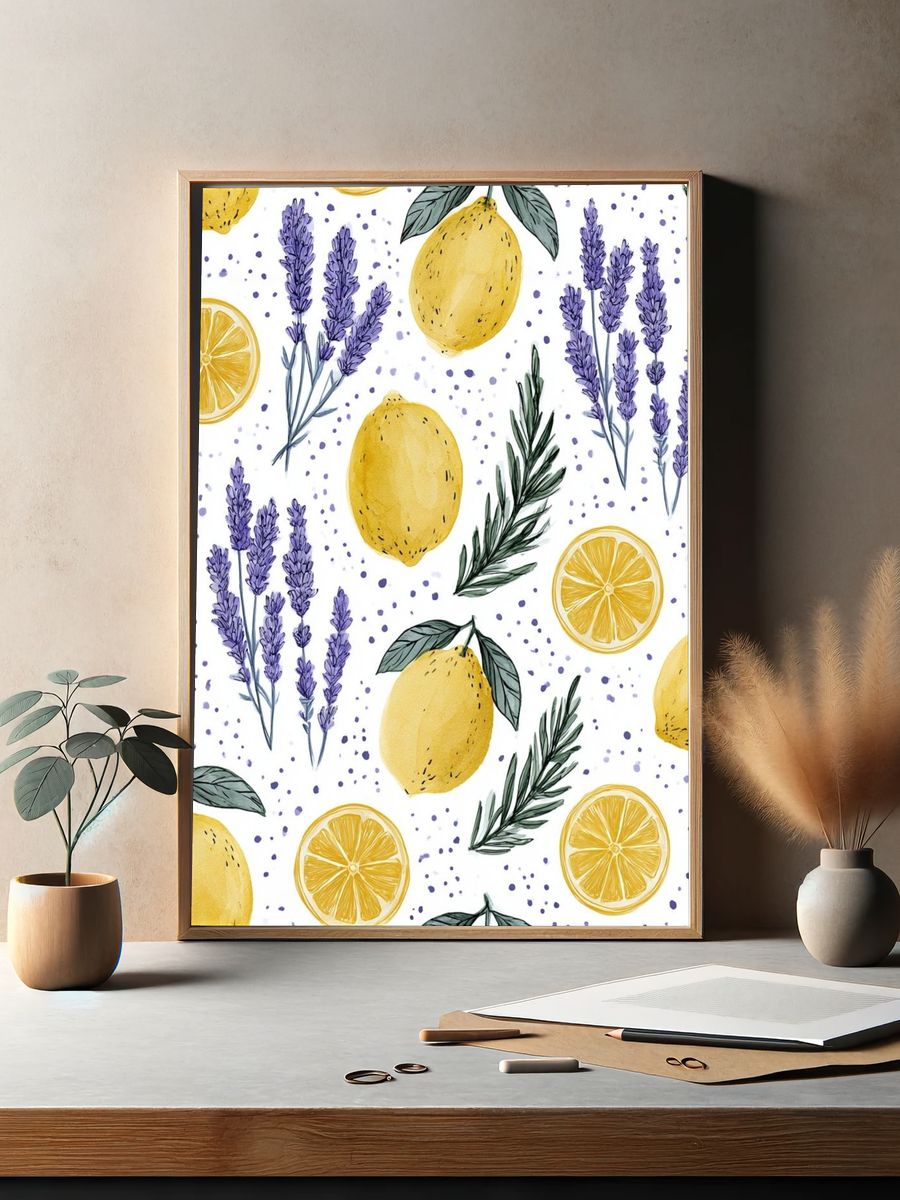 Lemon Lavender Botanical Poster. — room view 2