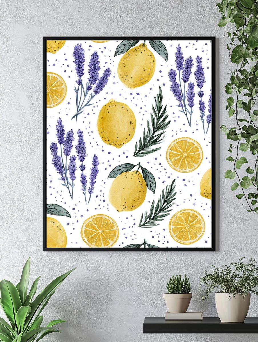 Lemon Lavender Botanical Poster. — room view 4