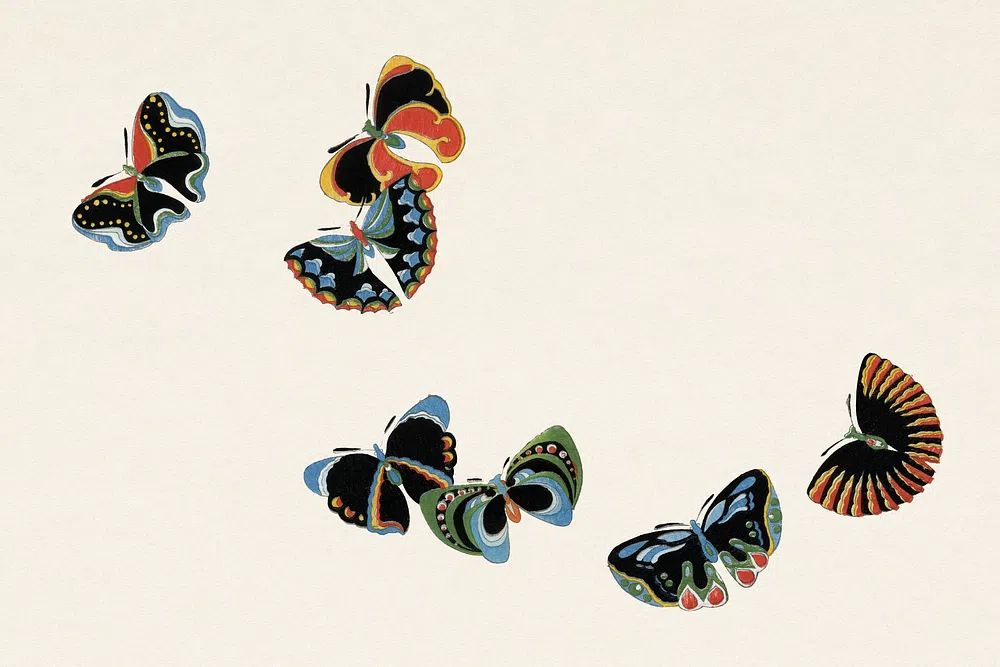 Japanese woodblock butterfly. poster detail