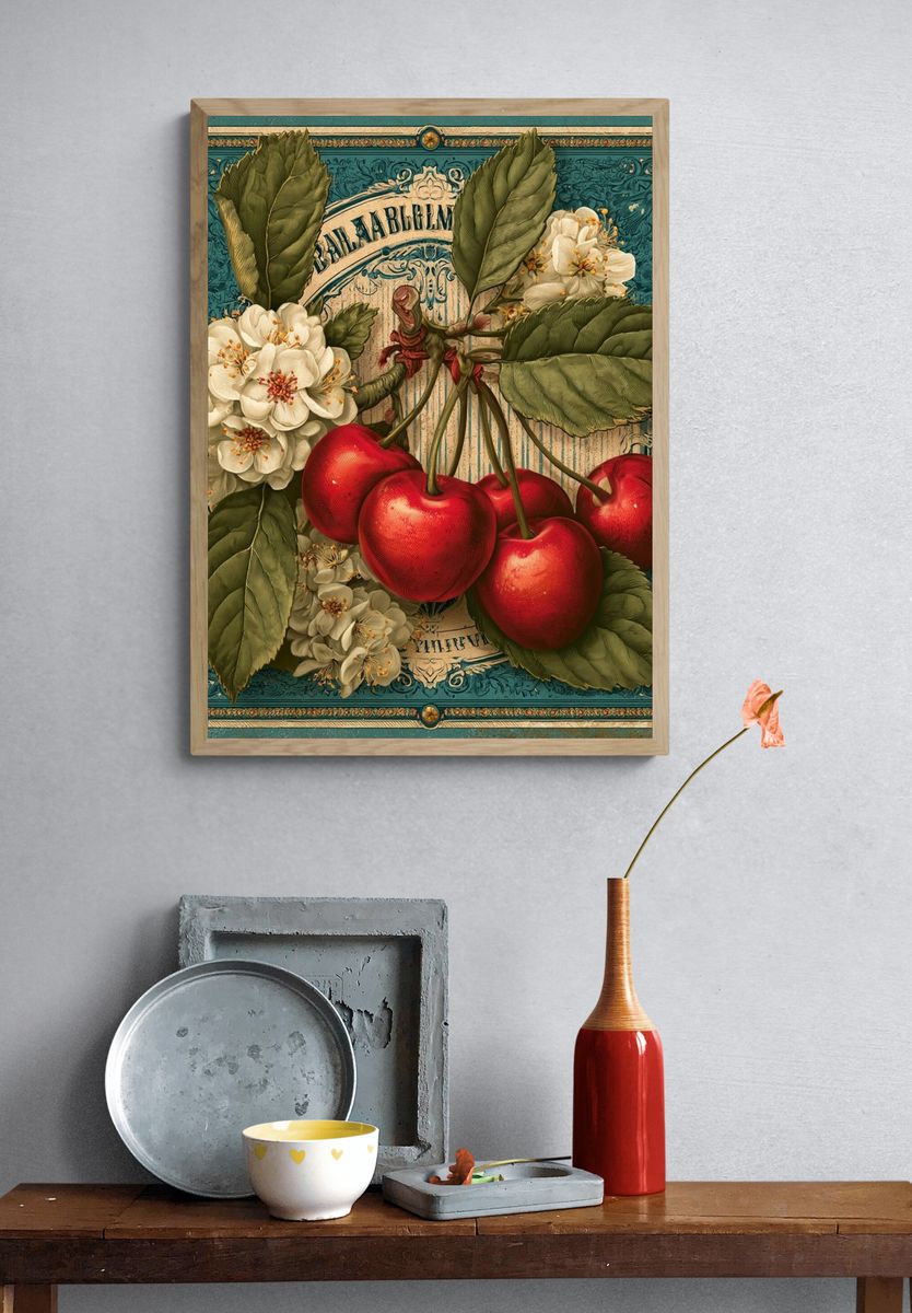 Cherry Blossom Vintage Poster. — room view 3