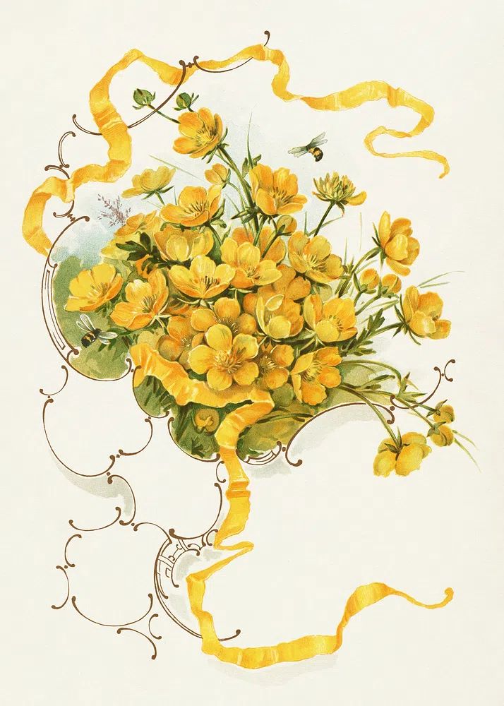 Buttercups (1861–1897), vintage flower illustration. poster — botanical art