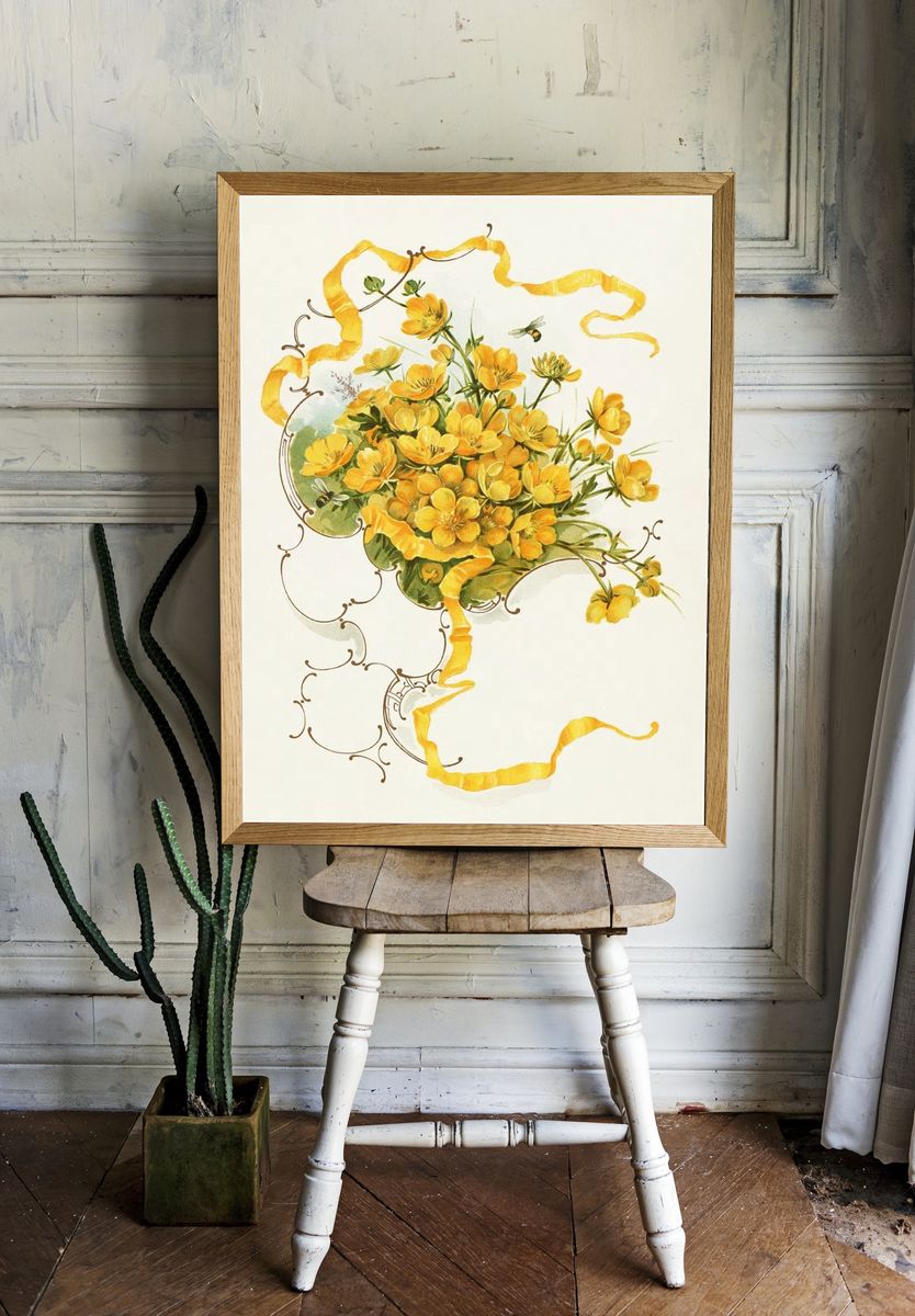 Buttercups (1861–1897), vintage flower illustration. room preview