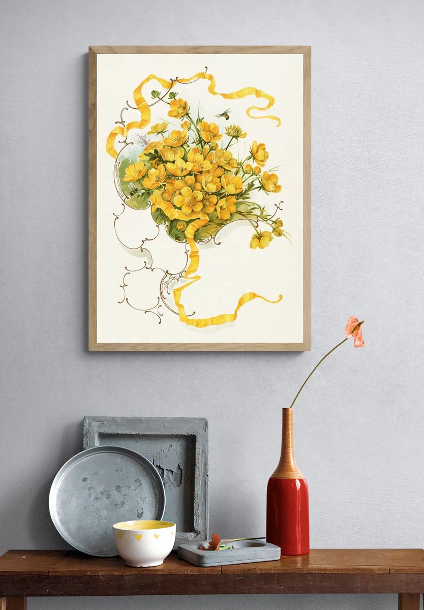 Buttercups (1861–1897), vintage flower illustration. — room view 3