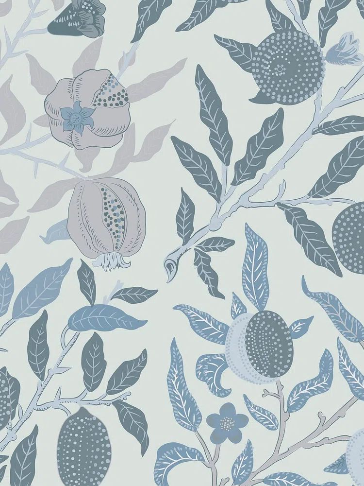 Blue Botanical Pattern Print. poster detail