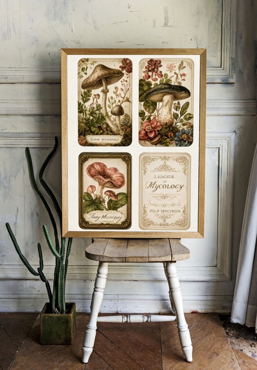 Vintage Mushroom Mycology Poster. — room view 1