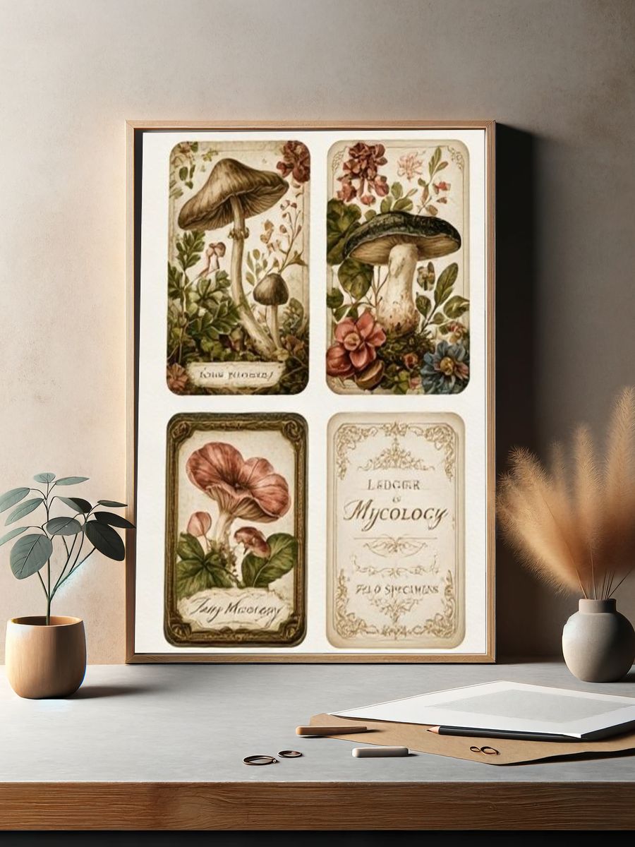 Vintage Mushroom Mycology Poster. — room view 2