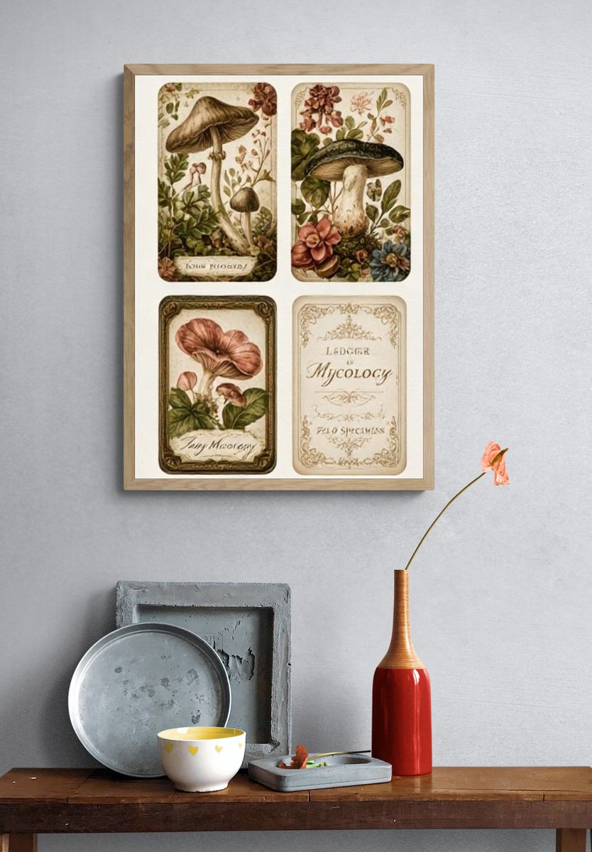 Vintage Mushroom Mycology Poster. — room view 3