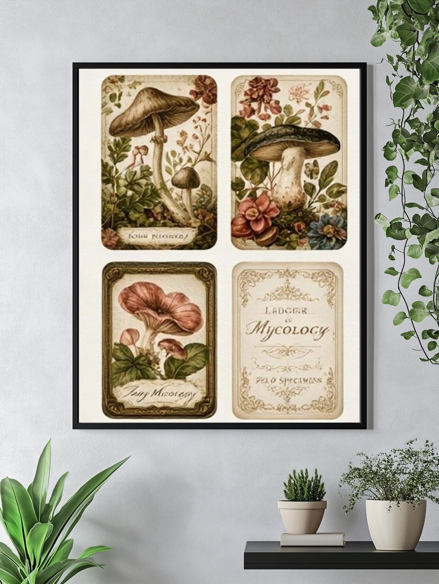 Vintage Mushroom Mycology Poster. — room view 4