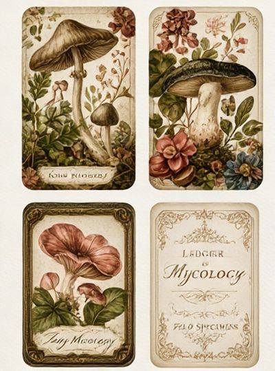Vintage Mushroom Mycology Poster.