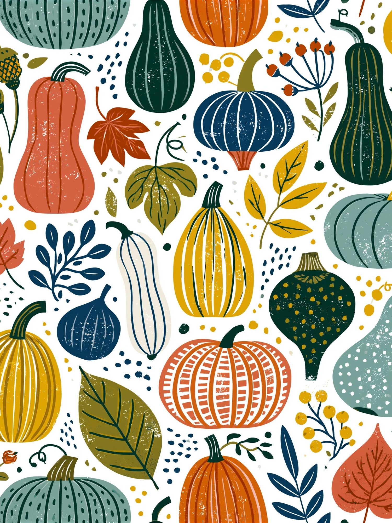 Autumn Pumpkins Botanical Print. poster — botanical art