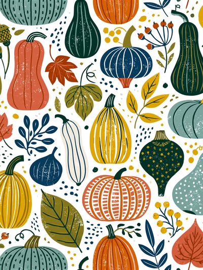 Autumn Pumpkins Botanical Print.