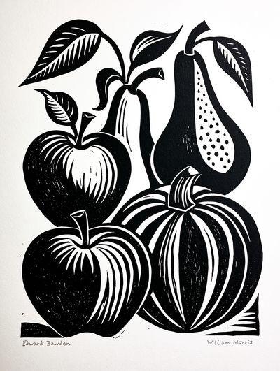 Black and White Fruit Botanical Print. poster