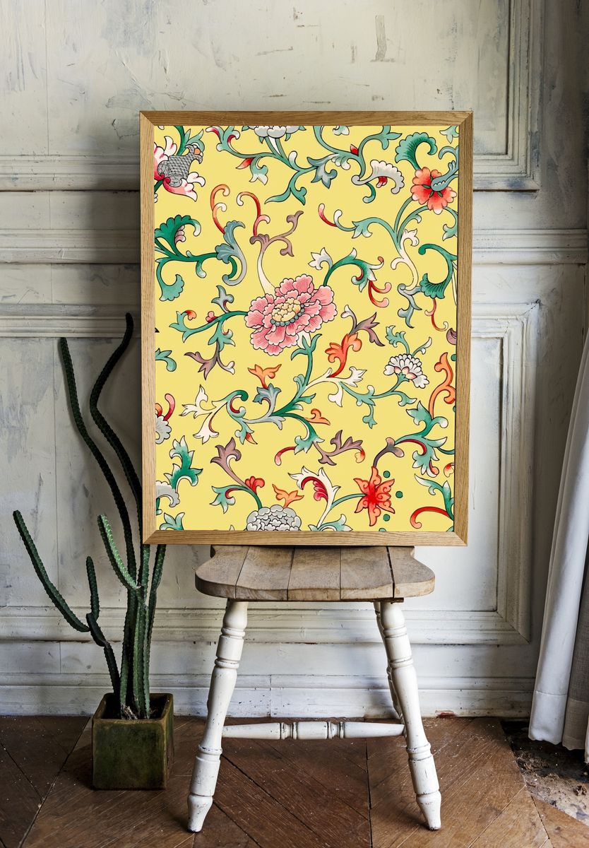 Floral Vine Pattern Vintage Print room preview