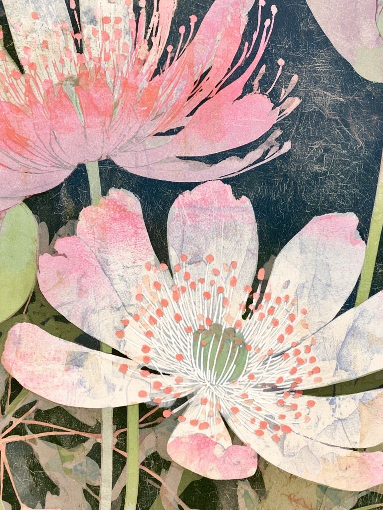 Pink Lotus Blooms Botanical Print. poster detail