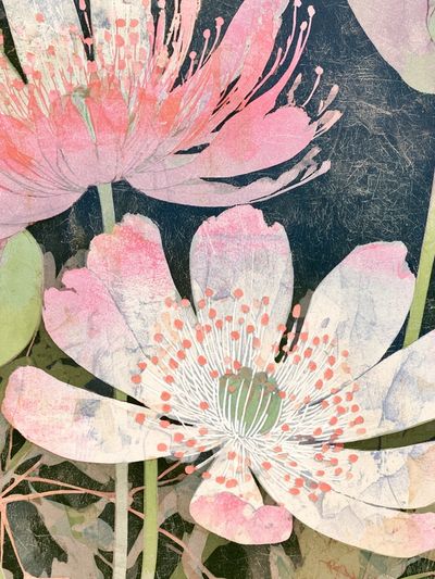 Pink Lotus Blooms Botanical Print. poster