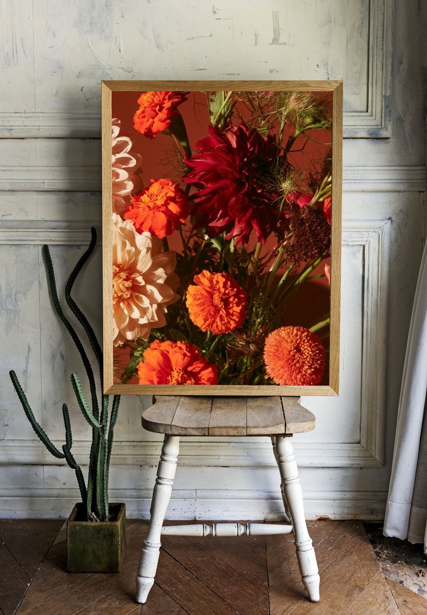 Autumn Dahlia Bouquet Print. — room view 1