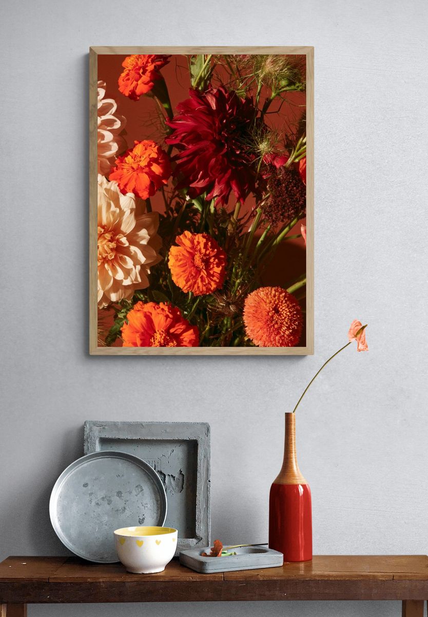 Autumn Dahlia Bouquet Print. — room view 3