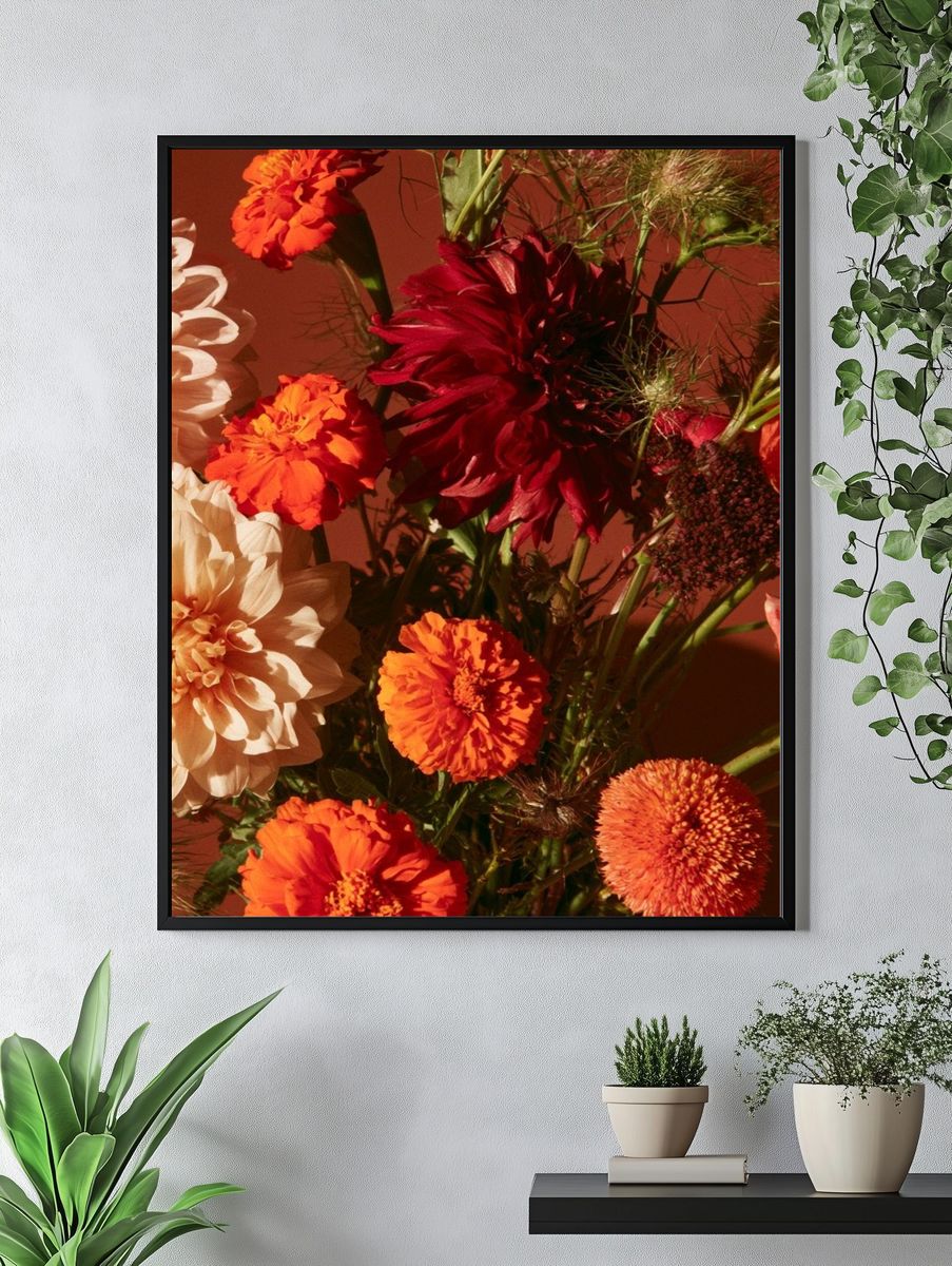 Autumn Dahlia Bouquet Print. — room view 4