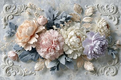 Pastel Peony Bouquet Illustration Poster. poster