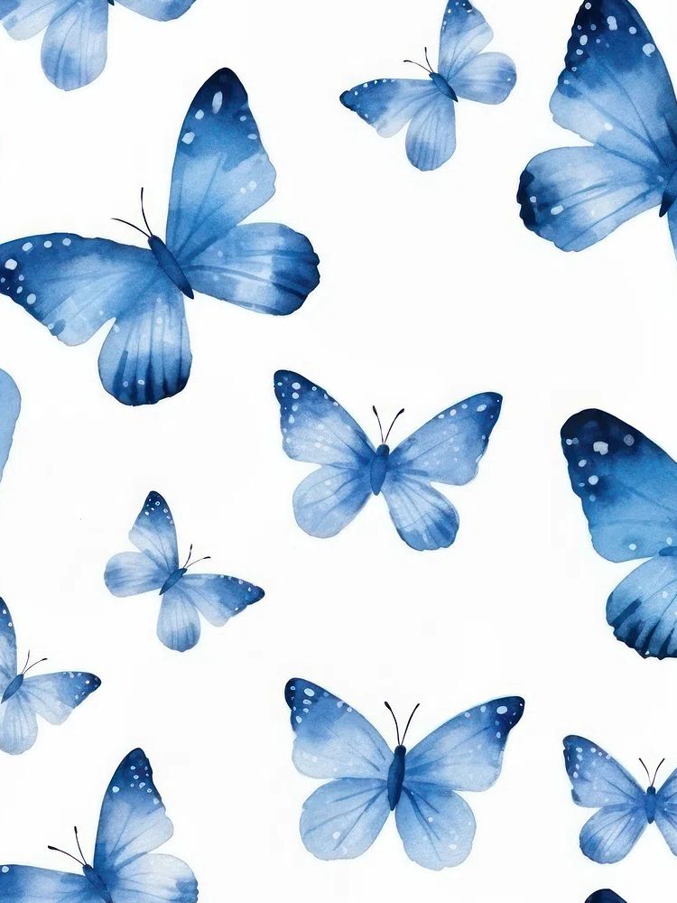 Blue Butterflies Watercolor Print. poster detail