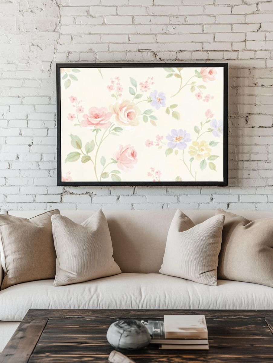 Pastel Floral Watercolor Poster. — room view 1
