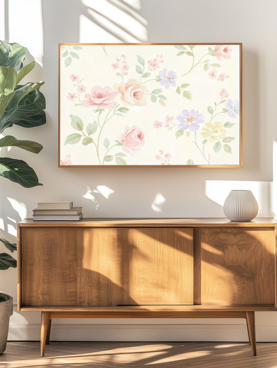 Pastel Floral Watercolor Poster. — room view 3