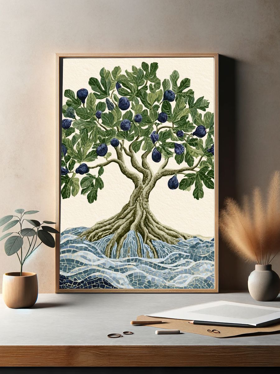 Fig Tree Mosaic Print. — room view 2