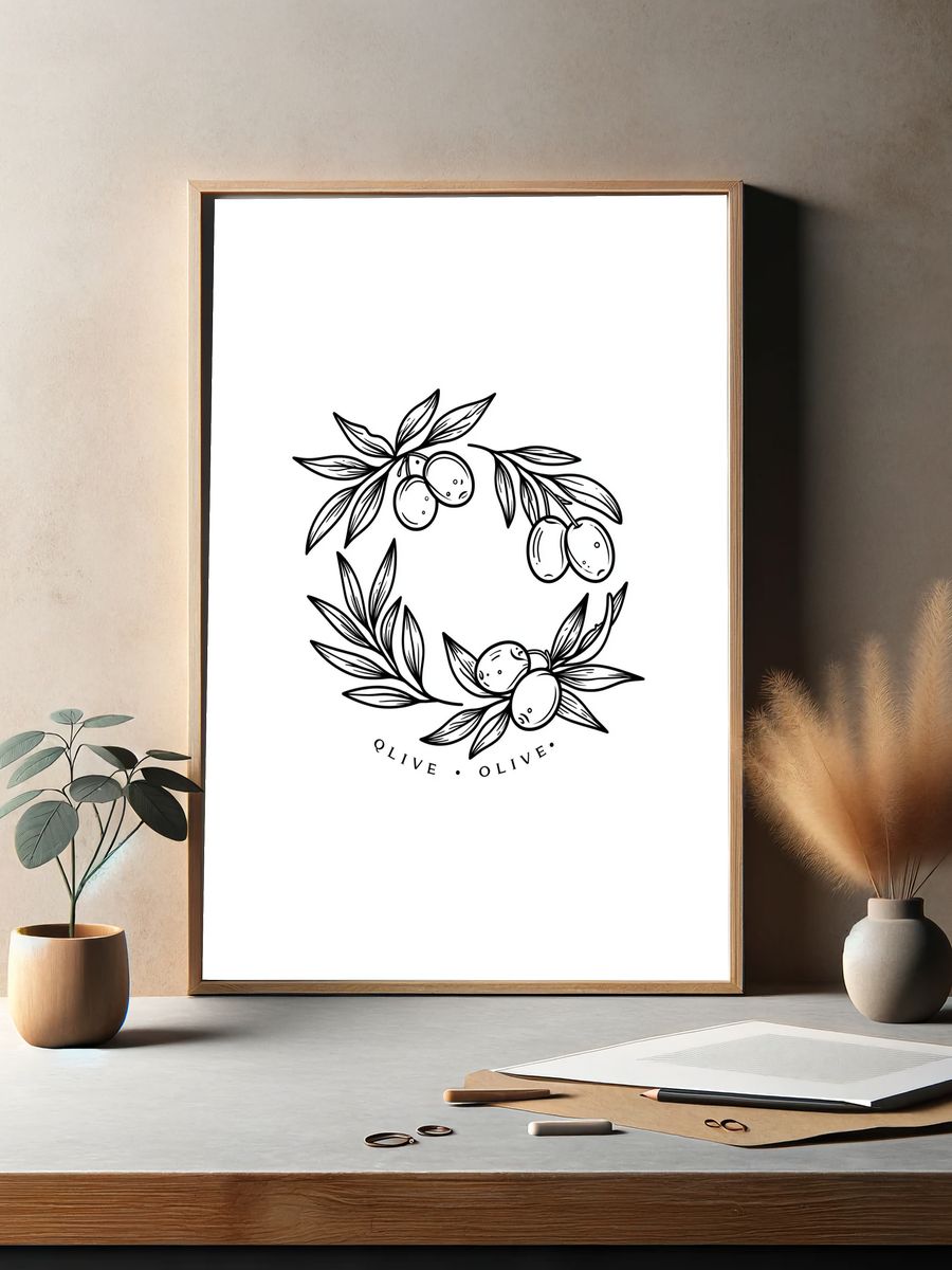 Olive Branch Line Art Print. — room view 2