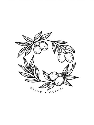 Olive Branch Line Art Print. poster