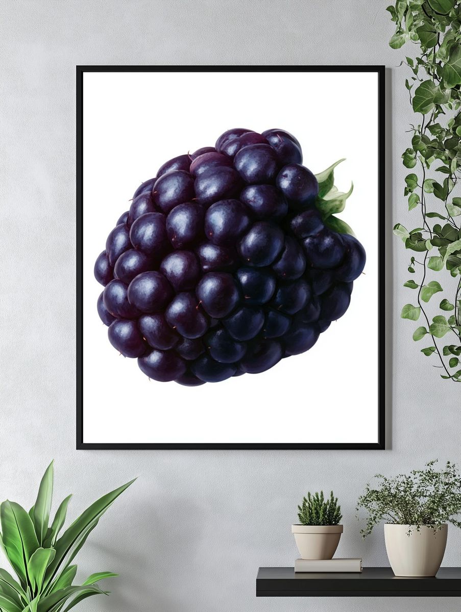 Blackberry Still Life Illustration Poster. — room view 4