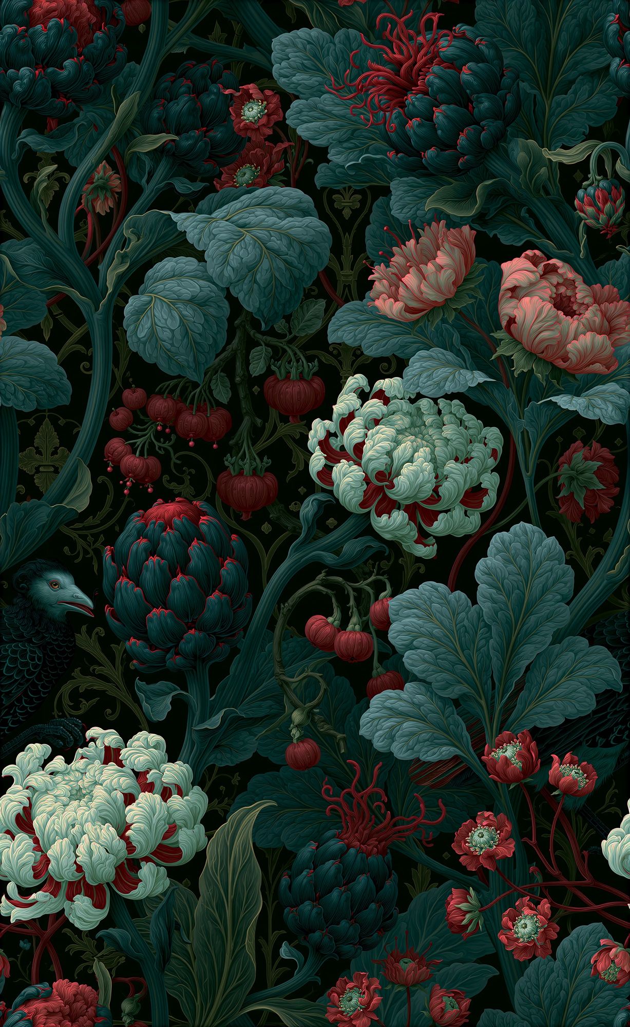 Dark Botanical Bloom Print. poster — botanical art