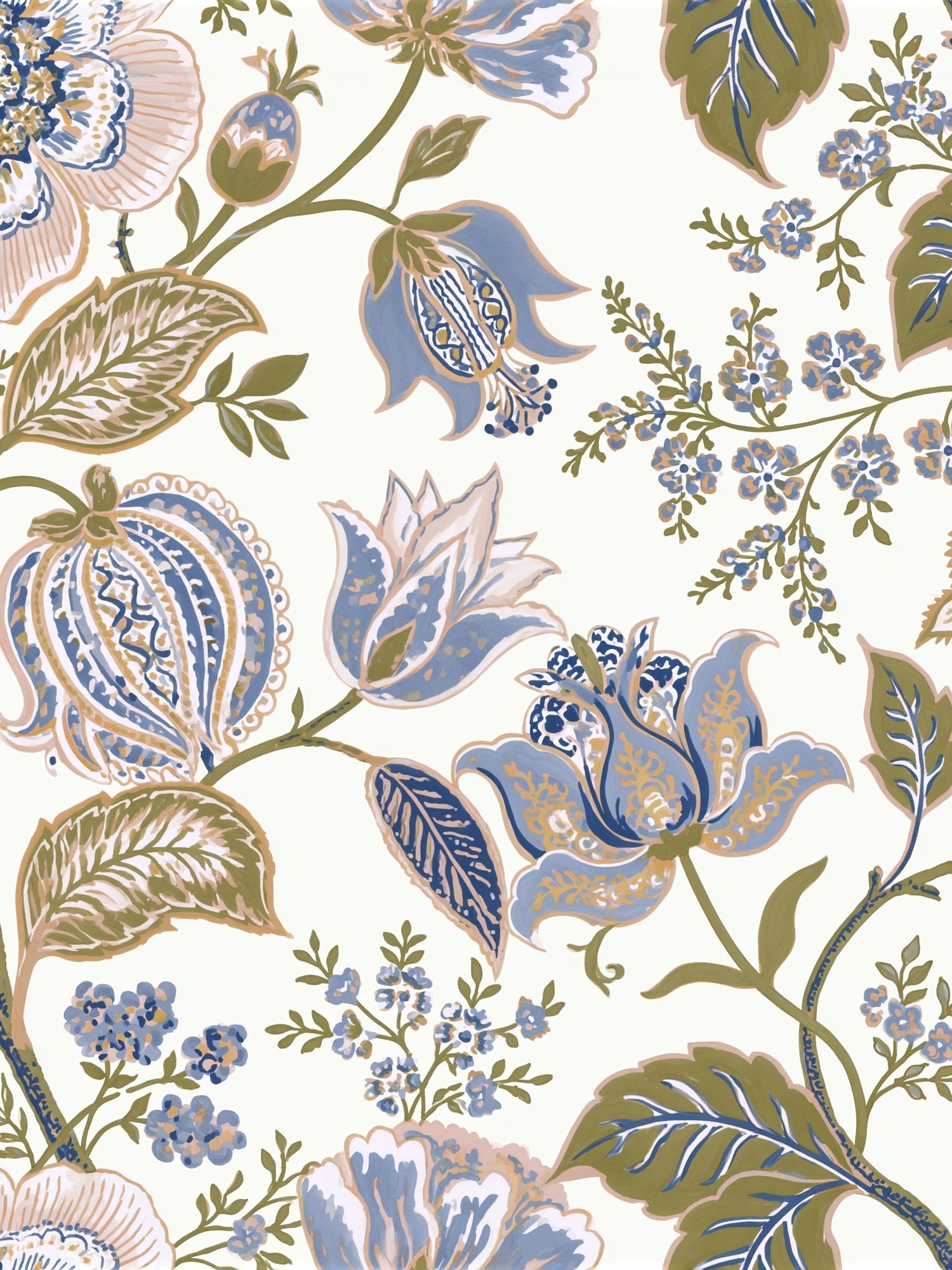 Blue Floral Vine Pattern Print. poster detail