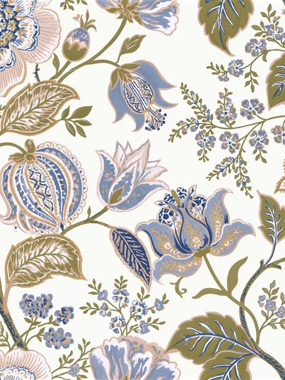 Blue Floral Vine Pattern Print. poster