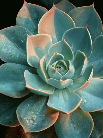 Blue Succulent Botanical Poster. poster